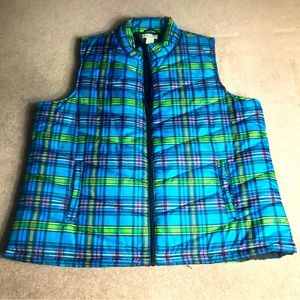 Caribbean Joe Island Supply Co. Women’s 2X Multicolor Plaid Puffer Vest